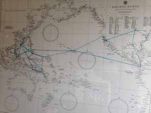 Locations throughout the Pacific Ocean where my father served in the U.S. Navy from 1944-1946. 